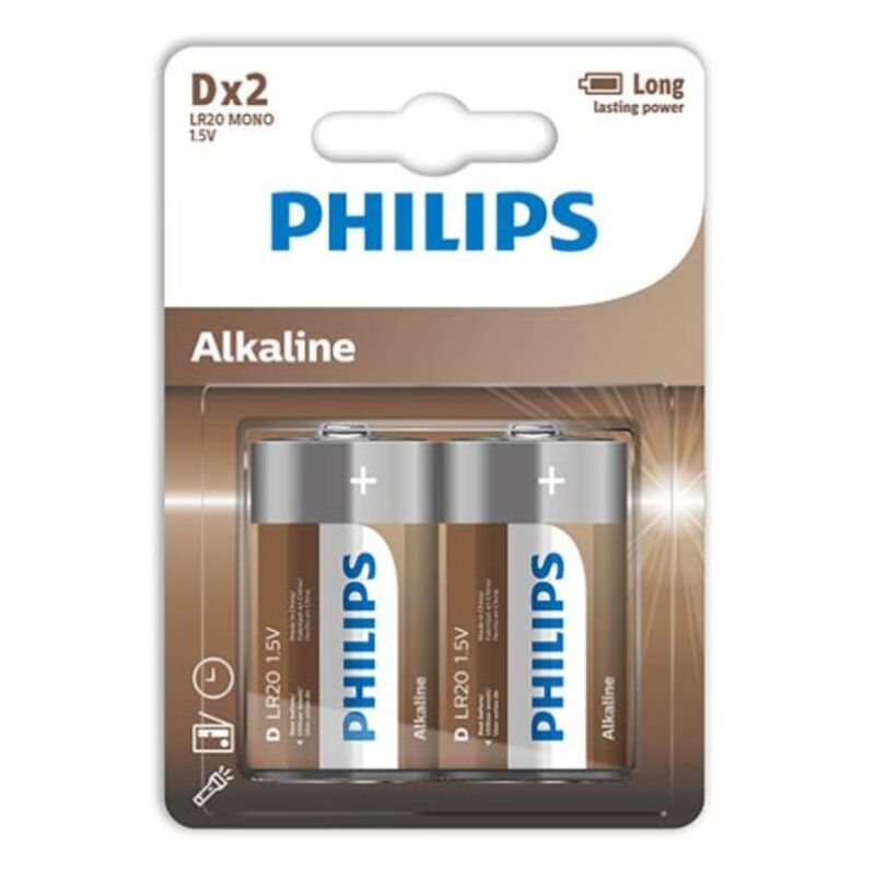 PHILIPS - ALKALINE BATTERIJ D LR20 BLISTER*2