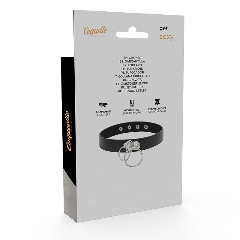 COQUETTE CHIC DESIRE - DUBBELE RING VEGAN LEREN CHOKER