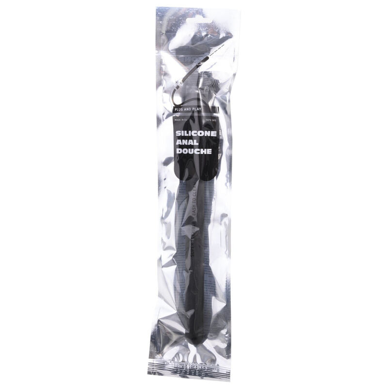 VOLLEDIG ZWART - GERIBBELDE DOUCHE ANALE SILICONE 27 CM