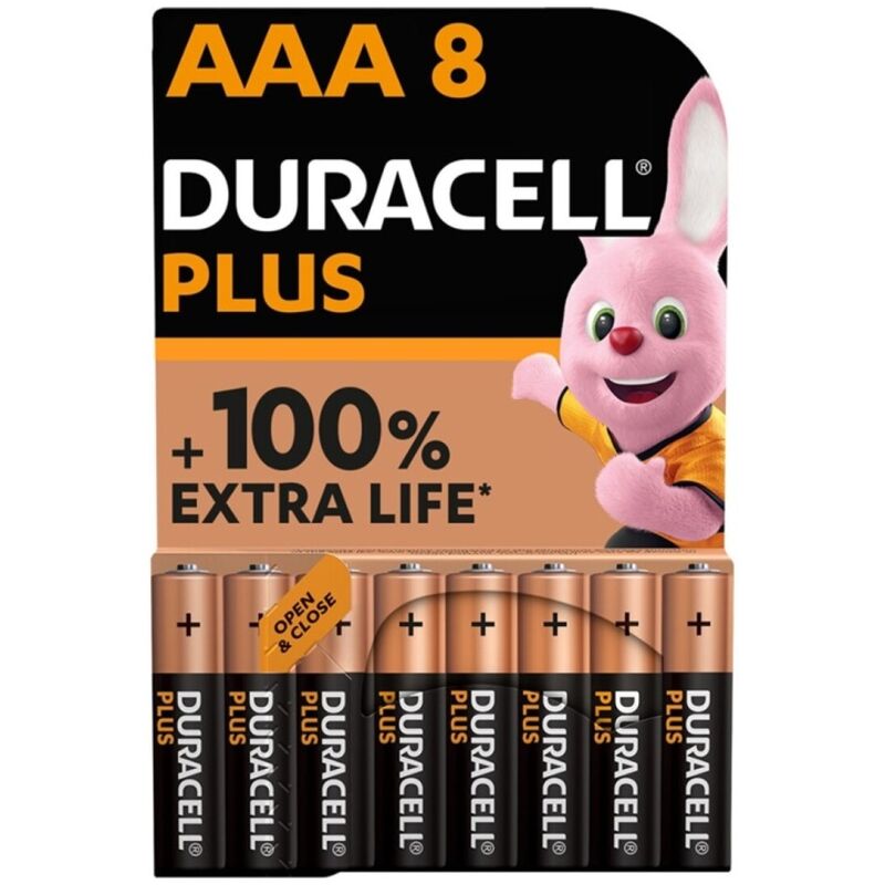 DURACELL - PLUS POWER 100 ALKALINE BATTERIJ AAA LR03 8 STUKS
