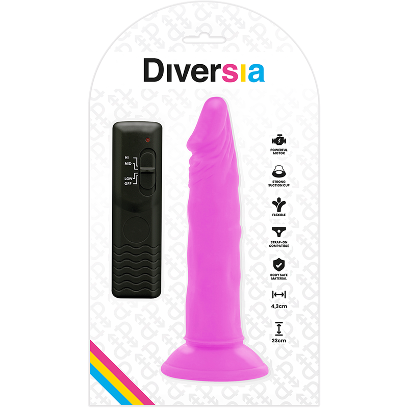 DIVERSIA - FLEXIBELE VIBRERENDE DILDO PAARS 23 CM -O- 4,3 CM