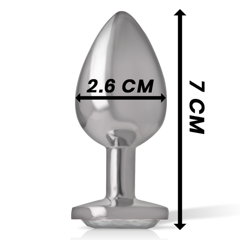 INTENSE - ALUMINIUM METALEN ANAALPLUG MET ZILVEREN KRISTAL MAAT S