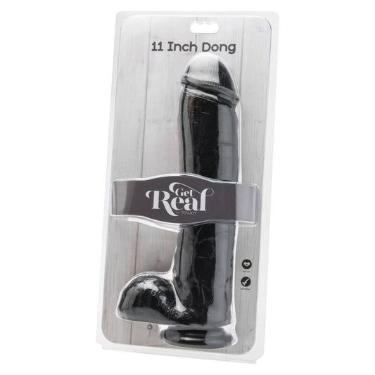 GET REAL - DILDO 28 CM MET BALLEN ZWART