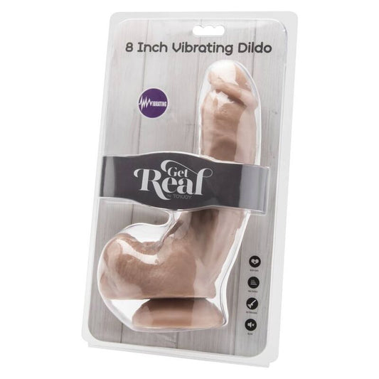 GET REAL - DILDO 20,5 CM MET BALLEN VIBRATOR HUIDSKLEURIG