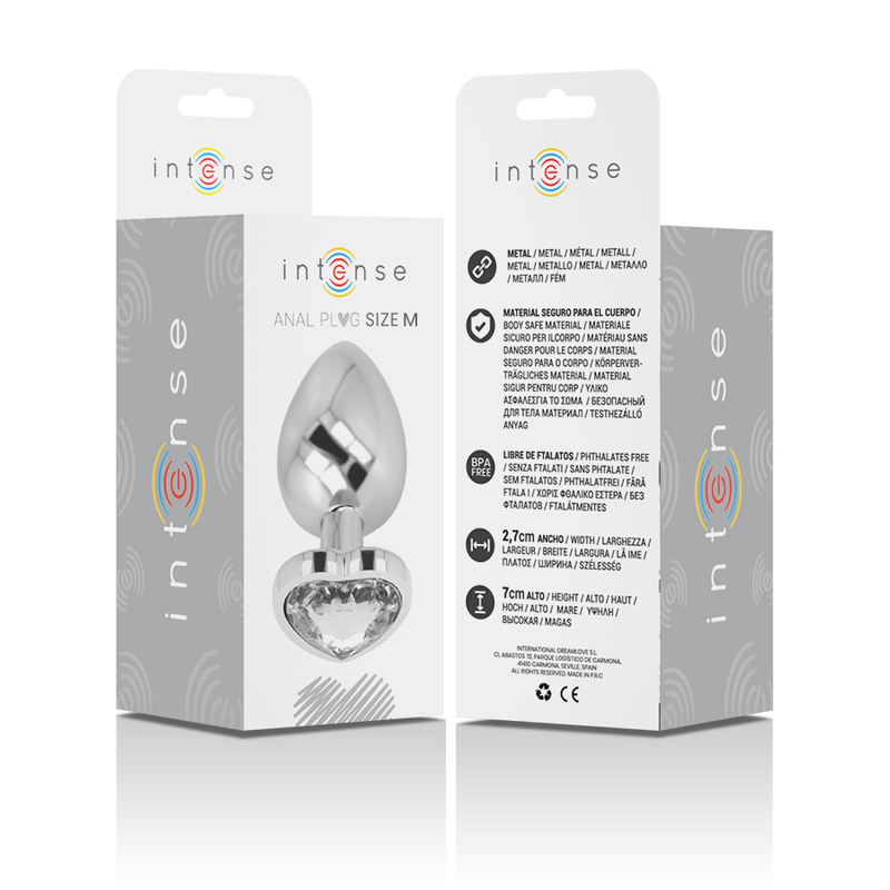 INTENSE - ALUMINIUM METALEN ANALE PLUG WIT HART MAAT M