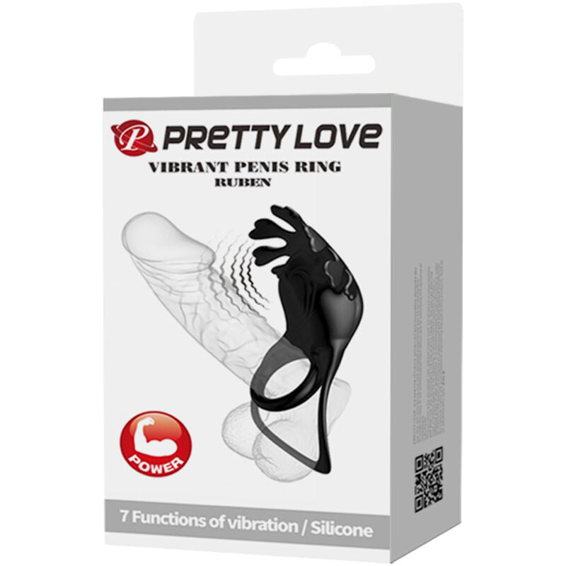 PRETTY LOVE - RUBEN VIBRATORRING 7 TRILLINGEN ZWART SILICONE