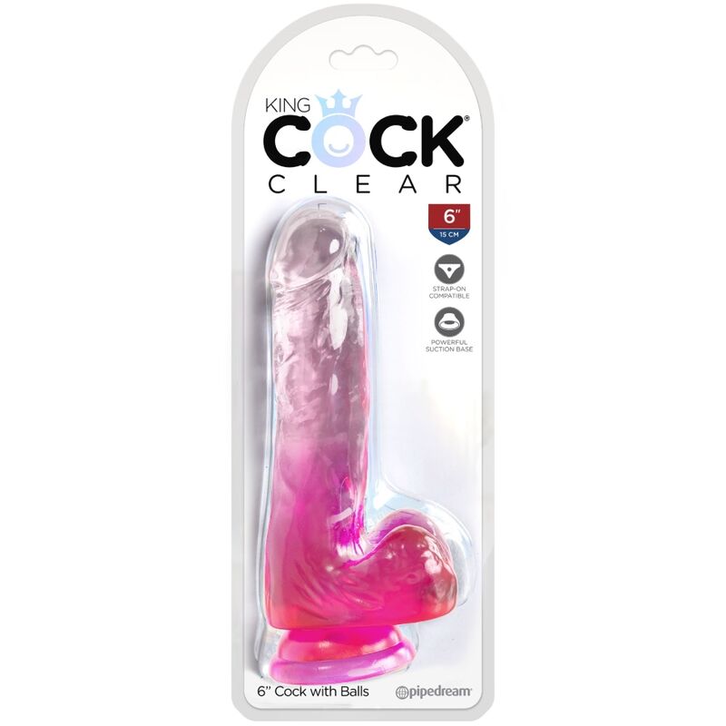 KING COCK - DUIDELIJKE REALISTISCHE PENIS MET BALLEN 13,5 CM ROZE