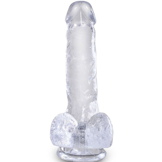 KING COCK - DUIDELIJKE REALISTISCHE PENIS MET BALLEN 13.5 CM TRANSPARANT