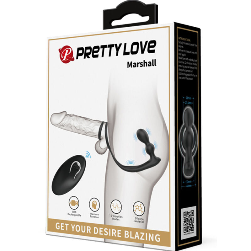 PRETTY LOVE - MARSHALL PENISRING MET TRILLENDE ANALE PLUG MET AFSTANDSBEDIENING