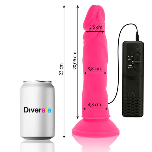 DIVERSIA - FLEXIBELE VIBRERENDE DILDO ROZE 23 CM -O- 4.3 CM