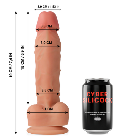 CYBER SILICOCK - OLIVER ULTRA REALISTISCH ZACHT VLOEIBAAR SILICOON 19 CM -O- 3,9 CM