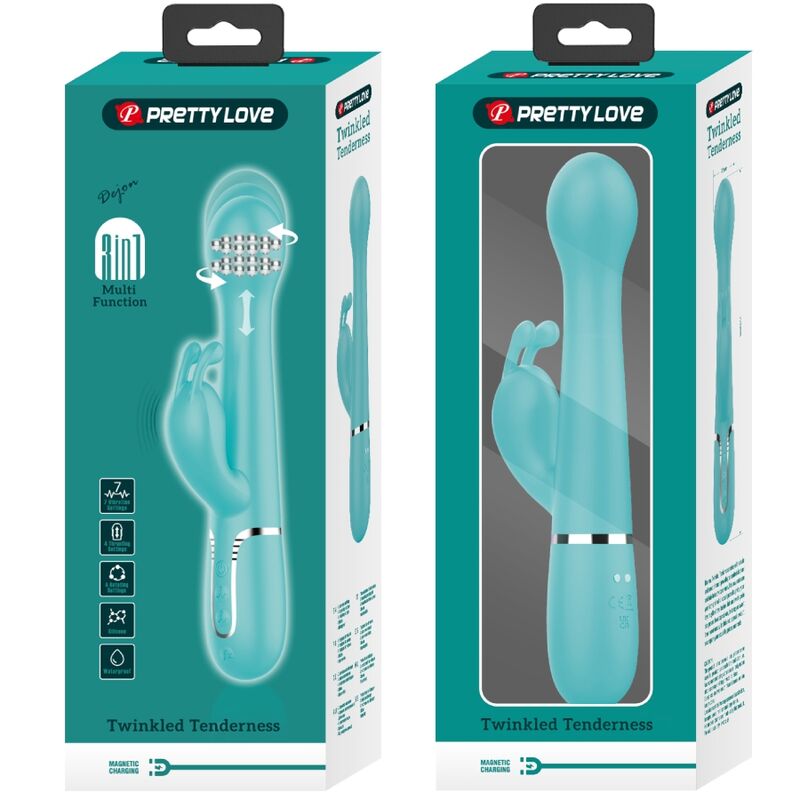 PRETTY LOVE - DEJON RABBIT VIBRATOR 3 IN 1 MULTIFUNCTION AQUA GROEN