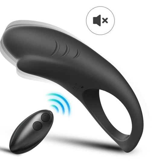 ARMONY - SHARK VIBRERENDE RING VOOR KOPPELS AFSTANDSBEDIENING ZWART