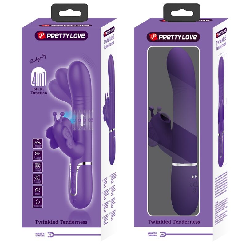 PRETTY LOVE - MULTIFUNCTIONELE KONIJN VIBRATOR 4 IN 1 VLINDER PAARS