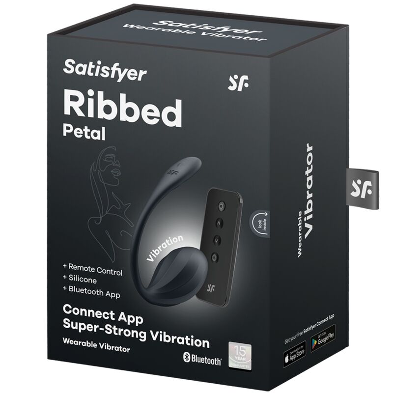 SATISFYER - GERIBBELDE BLOEMBLAD G-SPOT STIMULATOR AFSTANDSBEDIENING ZWART GRATIS APP