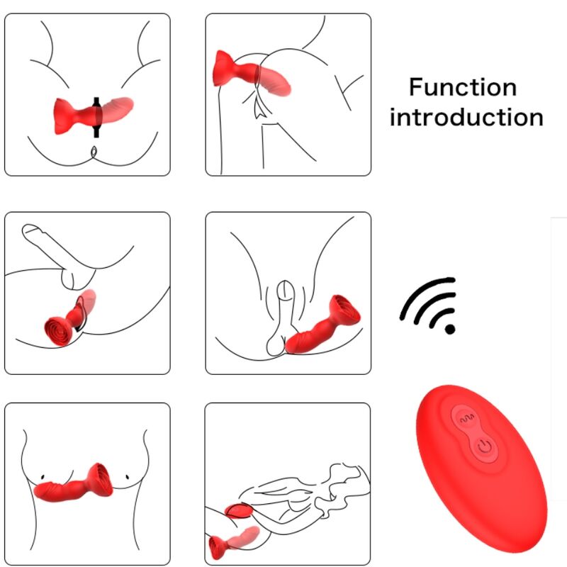 ARMONY - EXTREME A BLOOM ROOS VIBRATOR & ANAALPLUG AFSTANDSBEDIENING ROOD