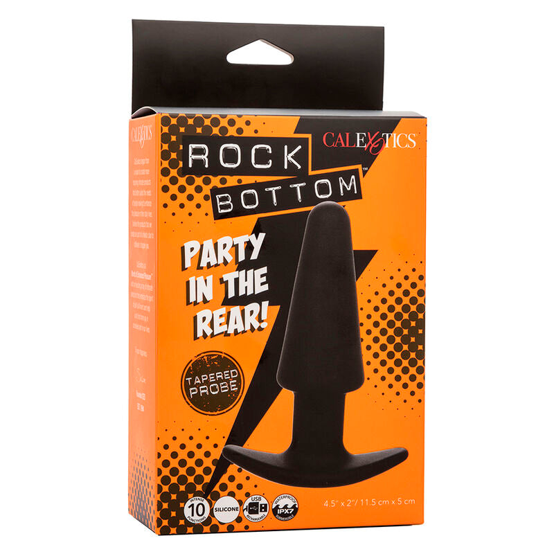 CALEXOTICS - ROCK BOTTOM TAPERED ANAL PLUG 10 VIBRATIES SILICONE ZWART