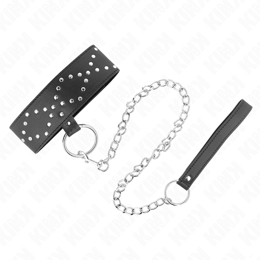 KINK - KETTING 65 CM MET LIJN MET ZILVEREN STUDS MODEL 3 VERSTELBAAR 36-43 CM X 5 CM