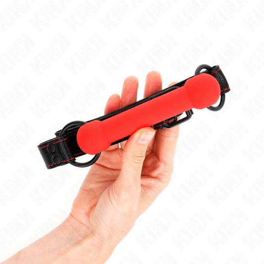 KINK - BONE GAG MET IMITATIELEDEREN BAND ROOD VERSTELBAAR 41-57 CM