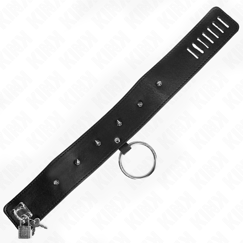 KINK - HALSBAND 65 CM MET LIJN MET ZILVEREN STUDS MODEL 2 VERSTELBAAR 36-43 CM X 5 CM