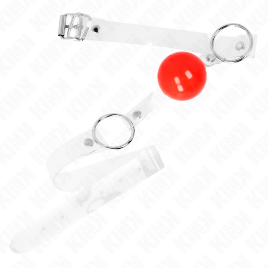 KINK - RODE TRANSPARANTE PVC BAL 4 CM KNEVEL VOOR MOND VERSTELBAAR