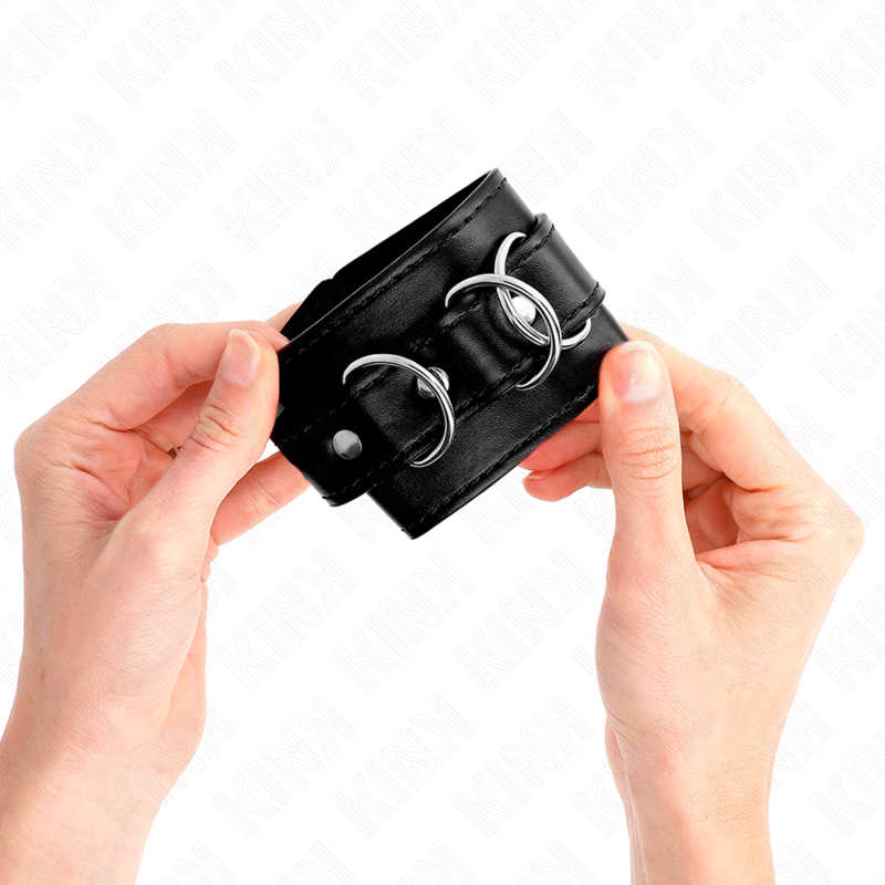 KINK - 3 D-RING POLSBOEIEN VERSTELBAAR ZWART 17.5-25 CM X 6 CM