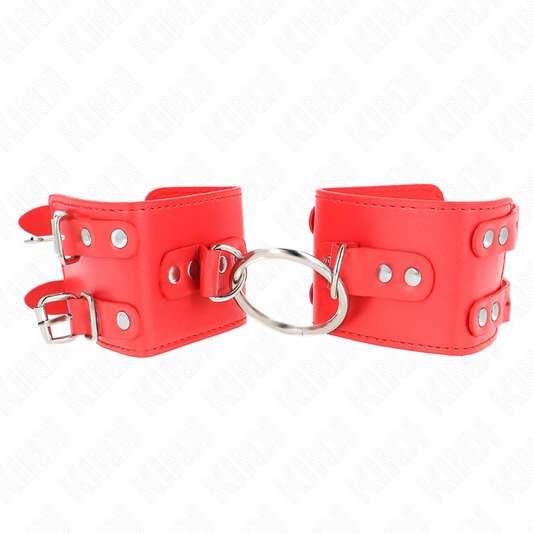 KINK - VASTE POLSBANDEN MET RING EN STUDS VERSTELBAAR ROOD 17-22 CM X 6.5 CM