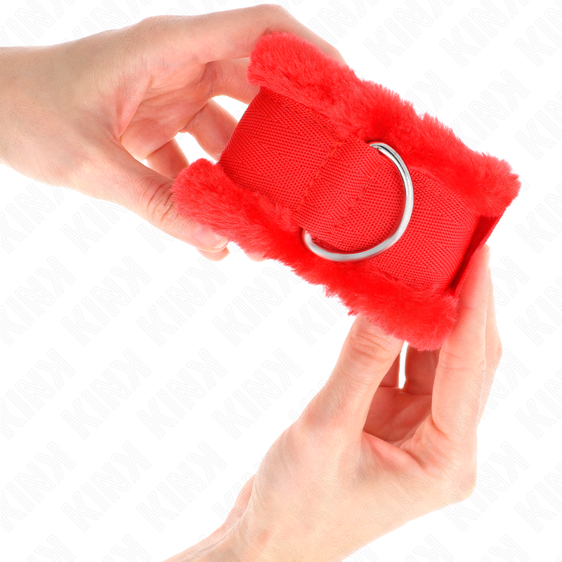 KINK - HARIGE GEVOERDE POLSBANDEN ROOD VERSTELBAAR 17-31 CM X 7 CM