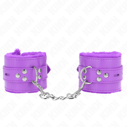 KINK - PELZEN HANDBOEIEN MET VIERKANTE GATEN PAARS EN PAARSE BAND VERSTELBAAR 17-29 CM X 6 CM