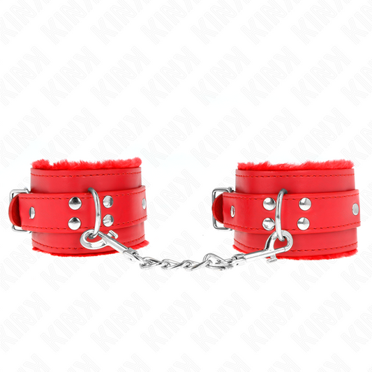 KINK - ROOD GEVOERDE POLSBANDEN ROOD MET RODE BAND VERSTELBAAR 17-29 CM X 6 CM