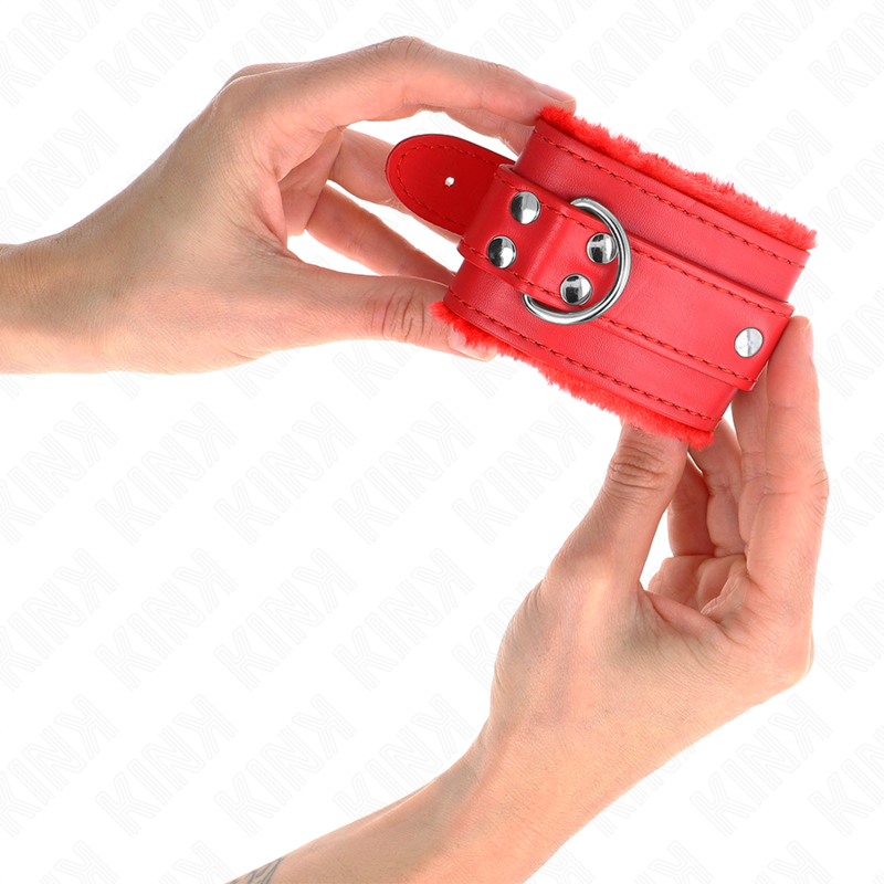 KINK - ROOD GEVOERDE POLSBANDEN ROOD MET RODE BAND VERSTELBAAR 17-29 CM X 6 CM