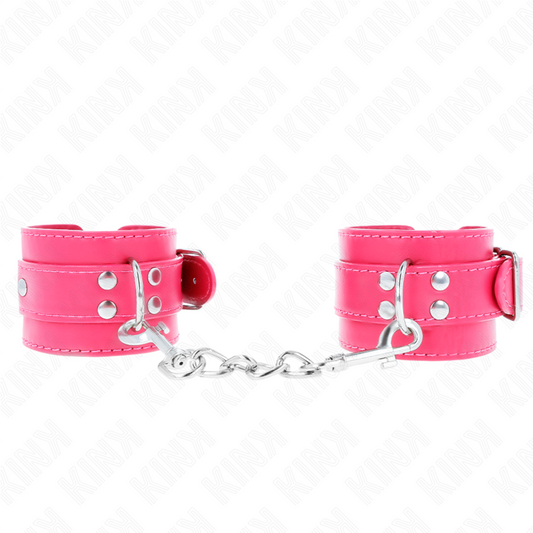 KINK - POLSBANDEN FRAMBOOSROZE MET FRAMBOOSROZE VOERING VERSTELBAAR 20-28 CM X 5,5 CM