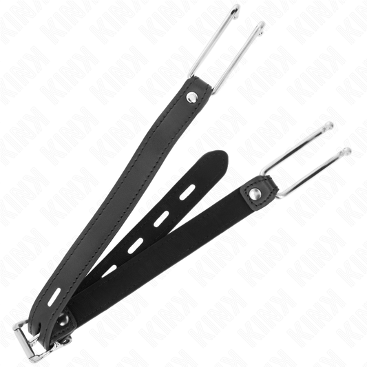 KINK - METALEN MUILKORF 11,5 CM MET KUNSTLEREN BAND VERSTELBAAR 39-58 CM X 2 CM
