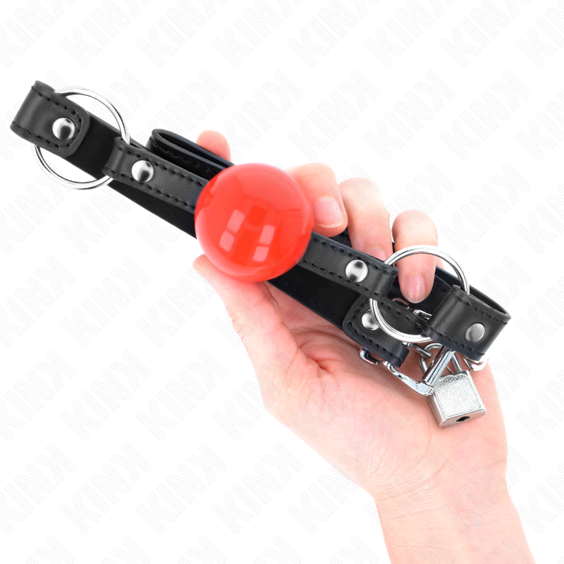 KINK - BAL 4 CM GAG MET SLOT RODE BAL ZWARTE BAND 60 x 2 CM