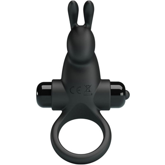 PRETTY LOVE - TRILLENDE RING + KONIJN CLITORIS STIMULATOR 10 TRILLINGEN ZWART