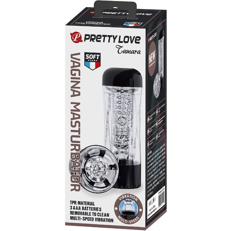 PRETTY LOVE - TAMARA MALE MASTURBATOR MULTI-SPEED VIBRATOR ZWART