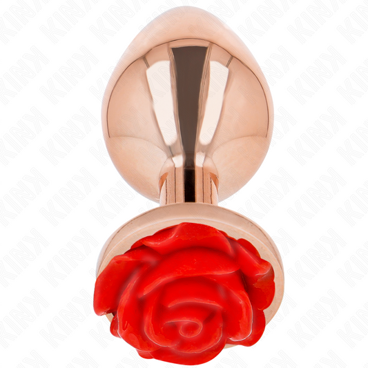 KINK - ROZE GOUDEN ANAALPLUG MET RODE ROOS L