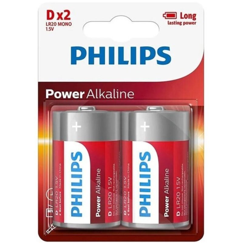 PHILIPS - POWER ALKALINE BATTERIJ D LR20 BLISTER*2
