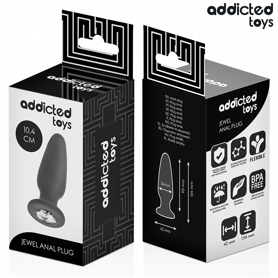 ADDICTED TOYS - ANAL PLUG MET JUWEEL SILICONEN MAAT M 10,4 CM