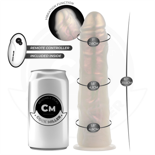 COCK MILLER - DILDO MET ZUIGNAP, LICHT EN TRILLING MET AFSTANDSBEDIENING WIT 20,5 CM