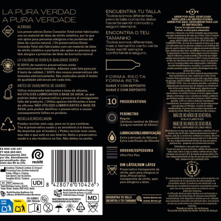 DUREX - TOTAL CONNECTION XL ULTRA DUN PLUS LATEXVRIJ 10 STUKS