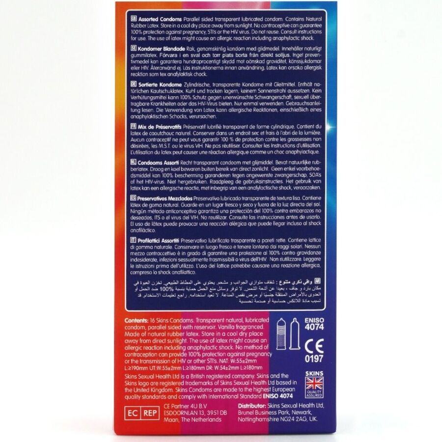 SKINS - VERPAKKING MET 16 DIVERSE PREMIUM CONDOMS