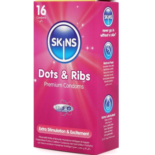 SKINS - DOTS & RIBS PREMIUM CONDOMS PAK 16
