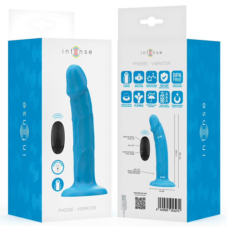 INTENSE - PHOEBE REALISTISCHE VIBRATOR 10 TRILLINGEN BLAUW AFSTANDSBEDIENING