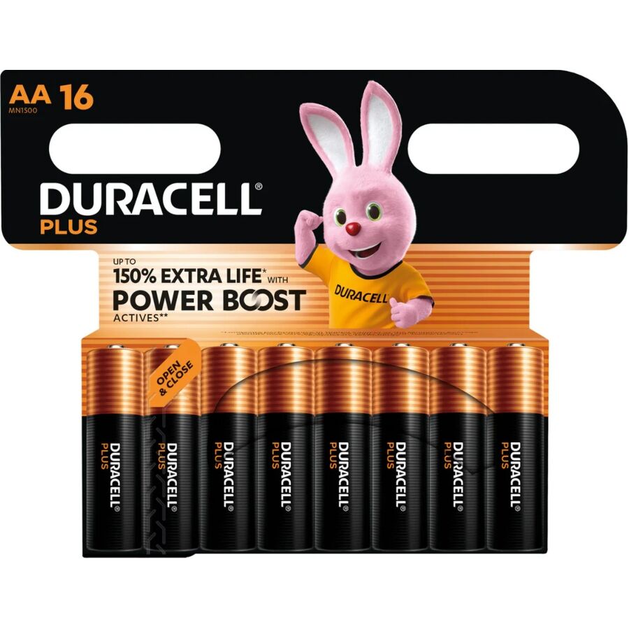 DURACELL - PLUS POWER BOOST AA ALKALINE BATTERIJ LR6 BLISTER x 16