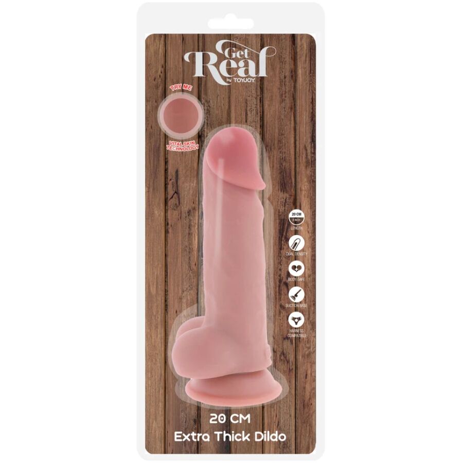 GET REAL - DELUXE REALISTISCHE PENIS MET TEELBALEN EXTRA DIK 20 CM