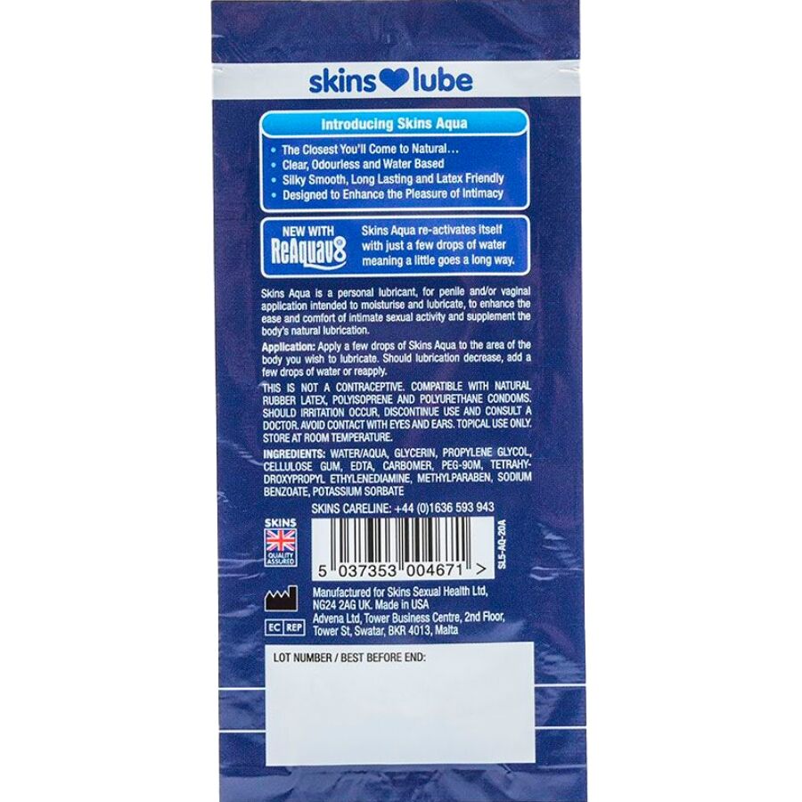 SKINS - AQUA GLIJMIDDEL OP WATERBASIS ÉÉNFOUDIGE DOSERING 5 ML