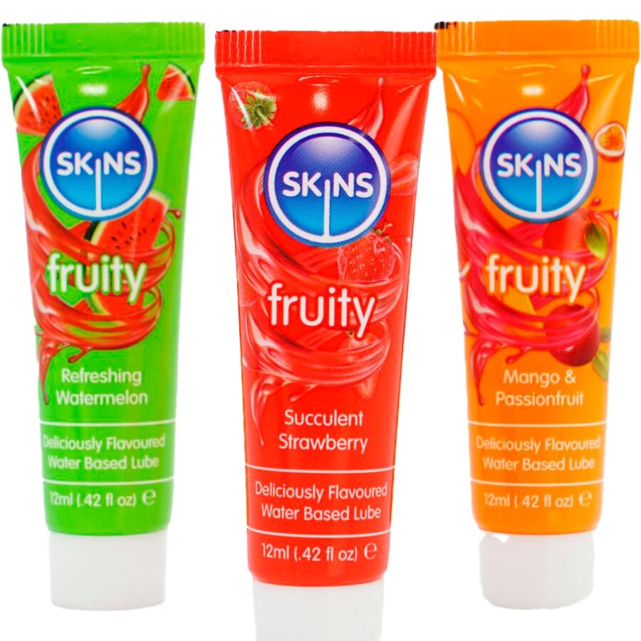 SKINS - FRUITY LUBES KIT WATERMELOEN, AARDBEI & MANGO GLIJMIDDELEN 3 x 12 ML