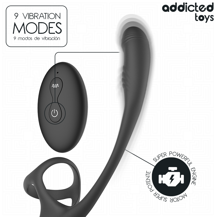 ADDICTED TOYS - ANAALPLUG MET TRILLING EN 360º GOLVENDE- EN TEELBALSTIMULATOR