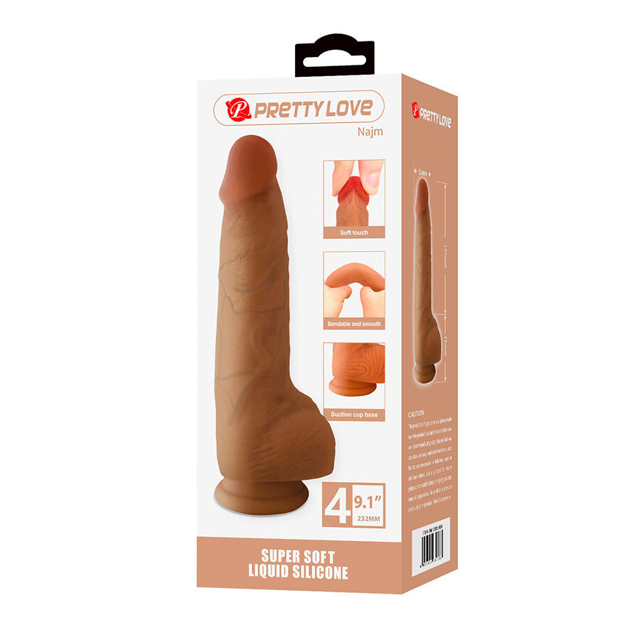 PRETTY LOVE - NAJM REALISTISCHE DILDO MET ZUIGNAP 23,2 CM -Ø- 5,5 CM